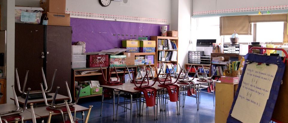 A classroom is empty on what would otherwise be a school day as teachers and faculty members learn remote teaching and methods for students at Yung Wing School P.S. 124 in the Manhattan borough of New York City. Public schools in New York City have been shut down until at least until April 20th amid the spread of coronavirus (COVID-19). (Photo by Michael Loccisano/Getty Images)