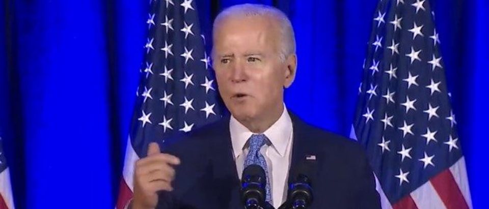 President Joe Biden speaks Tuesday at the DNC holiday party [Twitter Screenshot Breaking 911]