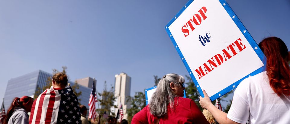 Activists Demonstrate Against Los Angeles' City Worker Vaccine Mandate