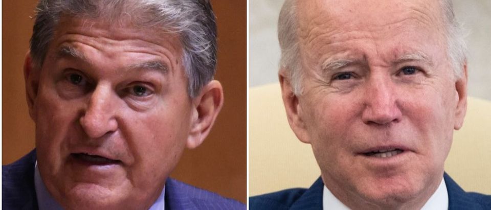 Pres. Biden and Sen. Manchin spoke Monday about the Build Back Better agenda. (Alex Wong/Getty Images, Drew Angerer/Getty Images)