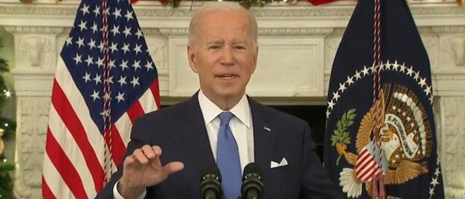 President Joe Biden gives a speech on his administration's response to the Omicron variant of COVID-19.