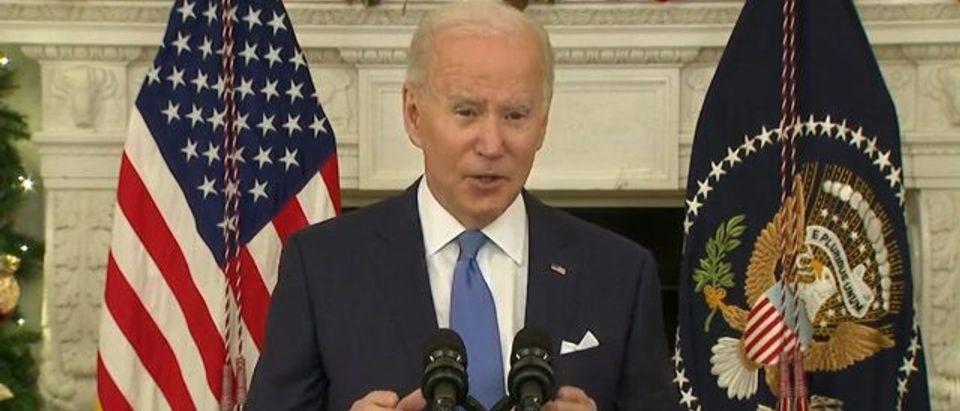 President Joe Biden delivers remarks at the White House on the Omicron COVID-19 variant. (Screenshot/White House)