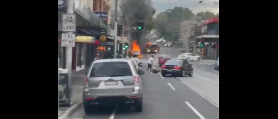 A Victorian man sets himself on fire [Twitter Screenshot 5 News Australia]