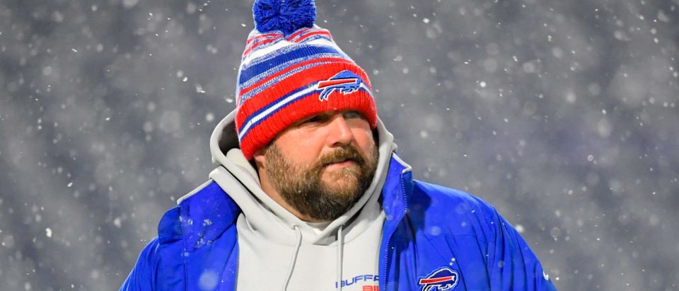 Dec 6, 2021; Orchard Park, New York, USA; Buffalo Bills offensive coordinator Brian Daboll looks on prior to the game against the New England Patriots at Highmark Stadium. Mandatory Credit: Rich Barnes-USA TODAY Sports via Reuters