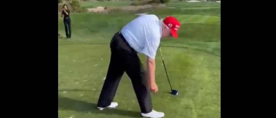 Former President Donald Trump alludes to running again while playing golf [Twitter Screenshot WRN (WE R NEWS)]