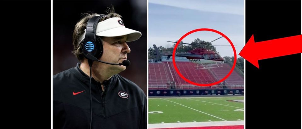 Kirby Smart (Credit: Getty Images/Andy Lyons and Screenshot/ Twitter Video https://twitter.com/NGHSAthletics/status/1482016569765122054)