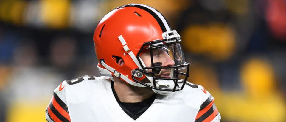 PITTSBURGH, PENNSYLVANIA - JANUARY 03: Baker Mayfield #6 of the Cleveland Browns looks to pass during the second quarter against the Pittsburgh Steelers at Heinz Field on January 03, 2022 in Pittsburgh, Pennsylvania. (Photo by Joe Sargent/Getty Images)