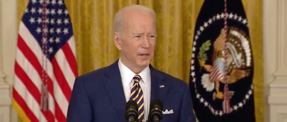 Pres. Joe Biden spoke to reporters at a press conference on Wednesday. (Screenshot YouTube, President Joe Biden Holds A Press Conference 1/19/22)