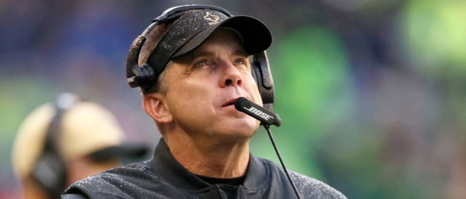 SEATTLE, WASHINGTON - OCTOBER 25: Head coach Sean Payton of the New Orleans Saints looks on against the Seattle Seahawks during the first quarter at Lumen Field on October 25, 2021 in Seattle, Washington. (Photo by Steph Chambers/Getty Images)