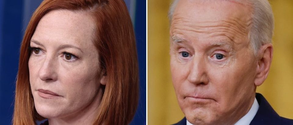 White House press secretary Jen Psaki tried to clean up President Joe Biden's comments about the 2022 elections. (Anna Moneymaker/Getty Images, Chip Somodevilla/Getty Images)