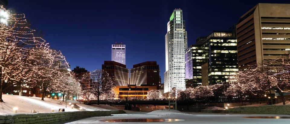 Downtown,Omaha,Shines,With,The,Holidays,Lights.