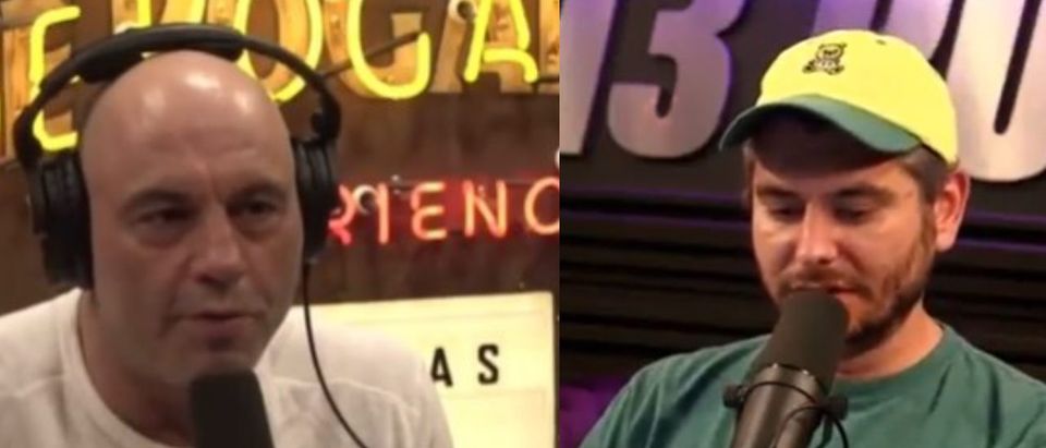 Left: Joe Rogan speaks on a recent podcast episode [Twitter Screenshot Mythinformed MKE] Right: Comedian Ethan Klein speaks during a recent podcast [Twitter Screenshot Illuminati Chan]