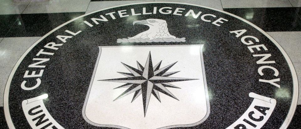The logo of the U.S. Central Intelligence Agency is shown in the lobby of the CIA headquarters in La..