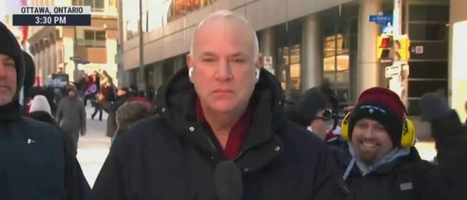 MSNBC reporter Glen McGregor at Freedom Convoy protest in Ottawa