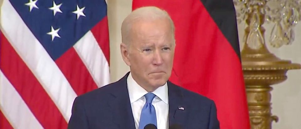 Pres. Joe Biden promised an end to Nord Stream 2 if Russia invades Ukraine. (Screenshot YouTube, President Joe Biden & German Chancellor Olaf Scholz Hold A News Conference 2/7/22)