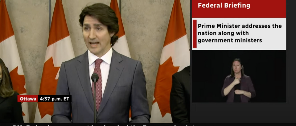 Canadian Prime Minister Justin Trudeau announced invocation of the 'Emergencies Act' [Screenshot Youtube CBC]