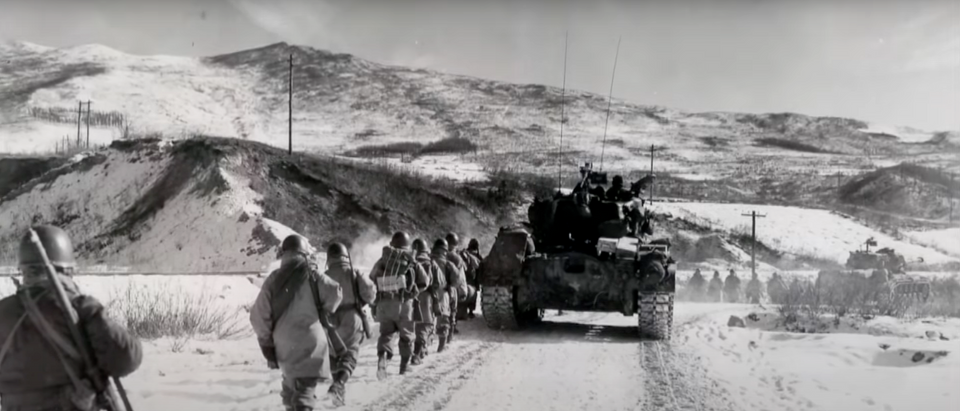 On Nov. 27, 1950, American, British, South Korean, and other U.N. soldiers were surprised by Chinese forces at the Chosin Reservoir, resulting in what many have called the Korean War’s most brutal battle. [YouTube/Screenshot/CBSSundayMorning]