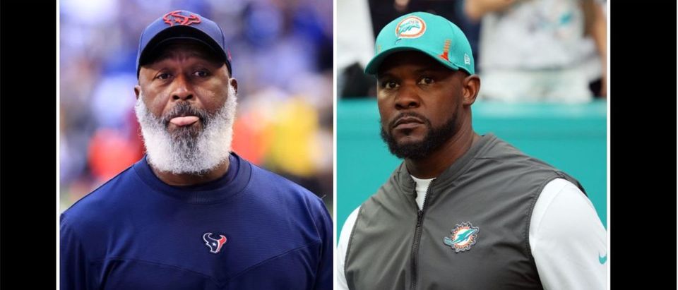 Brian Flores, Lovie Smith (Credit: Justin Casterline/Getty Images and Mark Brown/Getty Images)