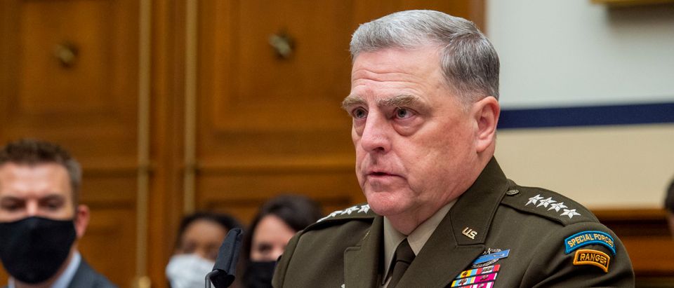 WASHINGTON, DC - SEPTEMBER 29: Chairman of the Joint Chiefs of Staff Gen. Mark A. Milley testifies during a House Armed Services Committee hearing on Ending the U.S. Military Mission in Afghanistan in the Rayburn House Office Building at the U.S. Capitol on September 29, 2021 in Washington, DC. (Photo by Rod Lamkey-Pool/Getty Images)
