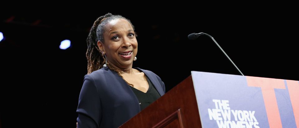 Celebrating Women Award Honoree and co-founder and director of the African American Policy Forum, Kimberle Crenshaw speaks onstage during the New York Women's Foundation's 2018 "Celebrating Women" breakfast on May 10, 2018 in New York City. (Photo by Monica Schipper/Getty Images for The New York Women's Foundation )