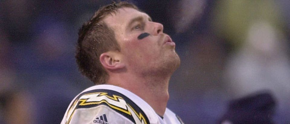 10 Dec 2000: Ryan Leaf #16 of the San Diego Chargers looks on from the sideline as the Baltimore Ravens clinched a playoff birth with a 24-3 defeat of the Chargers at PSINet Stadium in Baltimore, Maryland. &lt;&gt; Mandatory Credit: Doug Pensinger/ALLSPORT via Getty Images