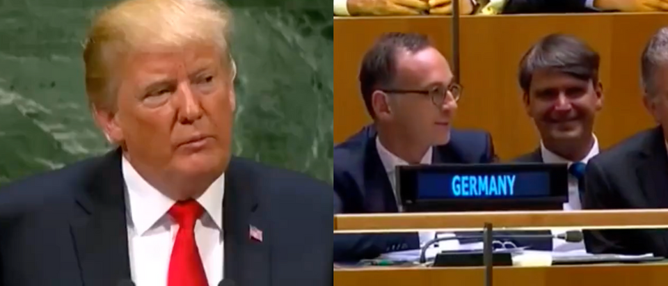Former President Donald Trump speaks at the 2018 UN General Assembly [PBS News Hour screenshot]