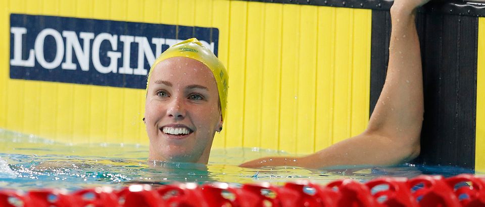Australia's McKeon reacts after winning the gold medal in the women's 200m Freesyle at the 2014 Commonwealth Games in Glasgow, Scotland