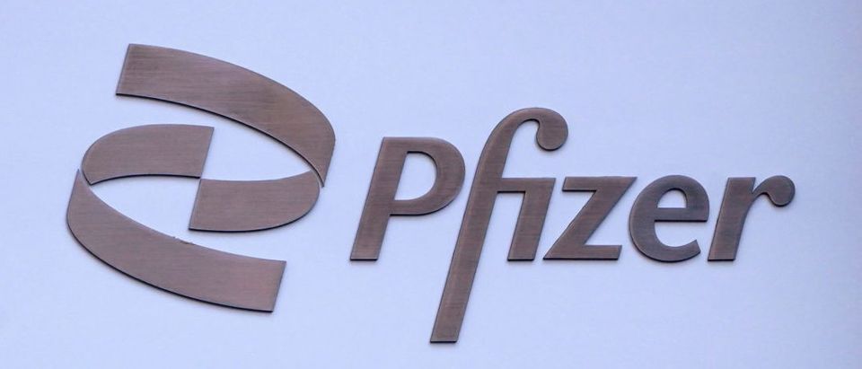 FILE PHOTO: Pfizer logo in Manhattan, New York