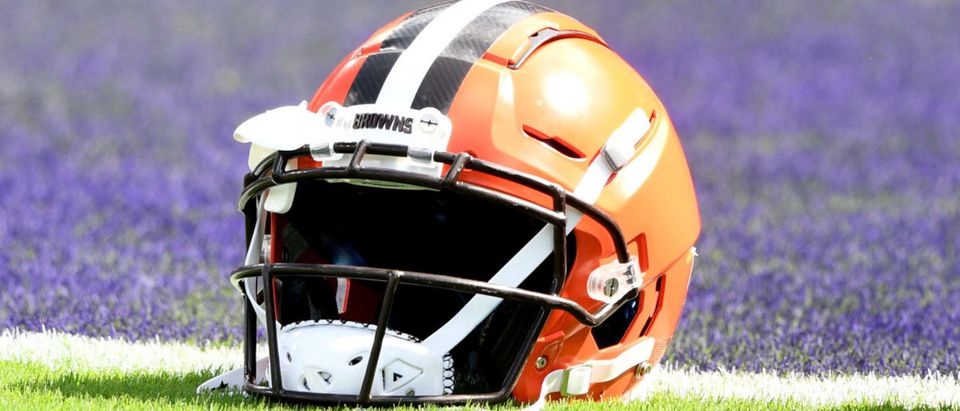 Sep 29, 2019; Baltimore, MD, USA; A Cleveland Browns helmet on the field before a football game against the Baltimore Ravens at M&amp;T Bank Stadium. Mandatory Credit: Mitchell Layton-USA TODAY Sports via Reuters