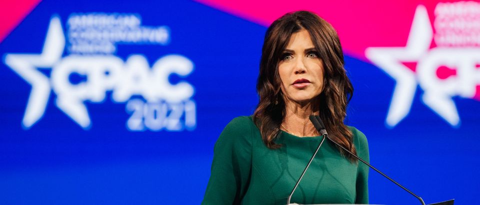 South Dakota Gov. Kristi Noem speaks during the Conservative Political Action Conference CPAC held at the Hilton Anatole on July 11, 2021 in Dallas, Texas. CPAC began in 1974, and is a conference that brings together and hosts conservative organizations, activists, and world leaders in discussing current events and future political agendas. (Photo by Brandon Bell/Getty Images)