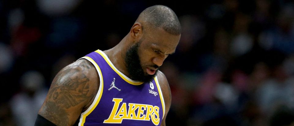Mar 27, 2022; New Orleans, Louisiana, USA; Los Angeles Lakers forward LeBron James (6) walks off the court at the end of the second quarter of their game against the New Orleans Pelicans at the Smoothie King Center. Mandatory Credit: Chuck Cook-USA TODAY Sports via Reuters