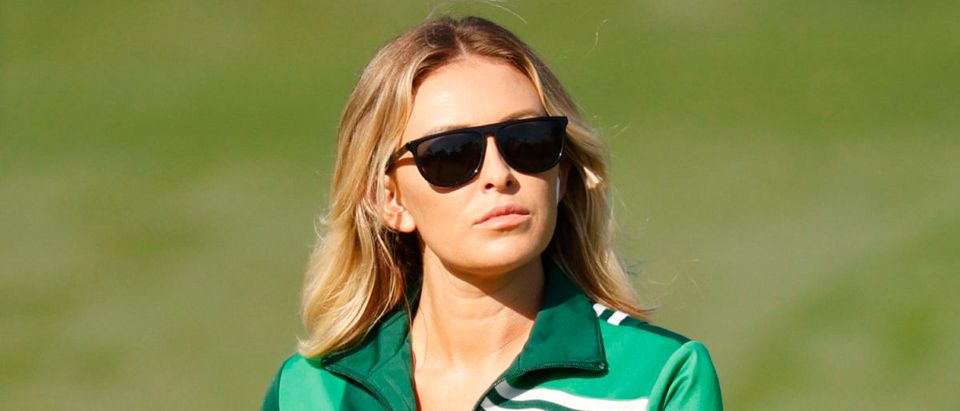 Golf - The Masters - Augusta National Golf Club - Augusta, Georgia, U.S. - November 15, 2020 Wife of Dustin Johnson of the U.S., Paulina Gretzky walks down the 2nd hole during the final round REUTERS/Brian Snyder