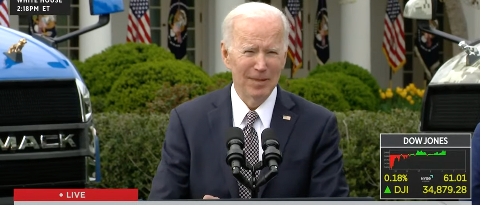 President Joe Biden speaks to truckers Monday [Screenshot Youtube CBS News Live]