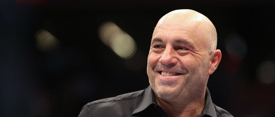 PHOENIX, ARIZONA - MAY 07: Ultimate Fighting Championship color commentator, Joe Rogan during UFC 274 at Footprint Center on May 07, 2022 in Phoenix, Arizona. (Photo by Christian Petersen/Getty Images)