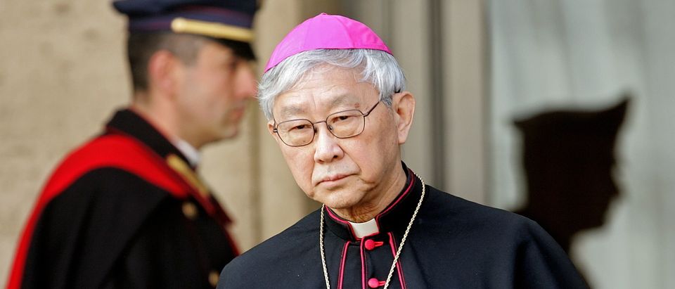 Hong Kong's Bishop Joseph Zen Ze-kiun, who is to be elevated to cardinal, leaves Paul VI hall after ..
