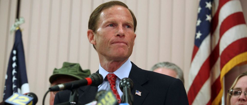 Connecticut's State Attorney General Richard Blumenthal addresses news conference in West Hartford, Connecticut