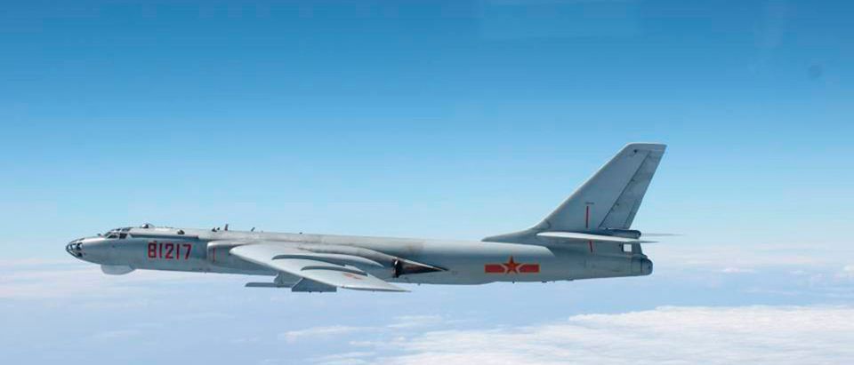 Chinese H-6 bombers armed with supersonic missiles drilled near U.S. military bases on Okinawa on Thursday. (REUTERS/Joint Staff Office of the Defense Ministry of Japan)