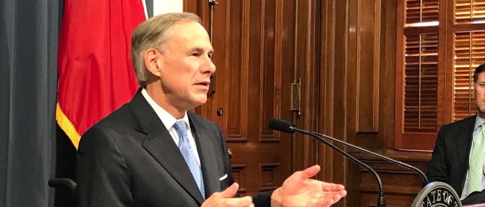 Texas Governor Greg Abbott speaks at a news conference in Austin