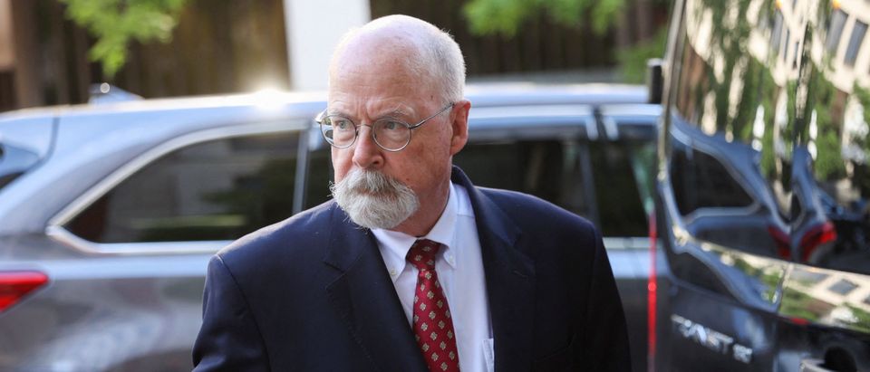 Special Counsel John Durham departs the U.S. Federal Courthouse after opening arguments in the trial of Attorney Michael Sussmann, where Durham is prosecuting Sussmann on charges that Sussmann lied to the Federal Bureau of Investigation (FBI) while providing information about later discredited allegations of communications between the 2016 presidential campaign of former U.S. President Donald Trump and Russia, in Washington, U.S. May 17, 2022. REUTERS/Julia Nikhinson