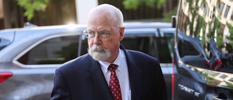 Special Counsel John Durham departs after opening arguments in his trial being held at the U.S. Federal Courthouse in Washington