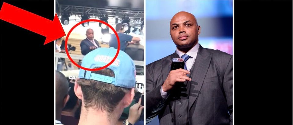 Charles Barkley (Credit: Screenshot/Twitter Video https://twitter.com/tino_lopez9/status/1527085264174059520 and Stephen Lovekin/Getty Images for American Express)