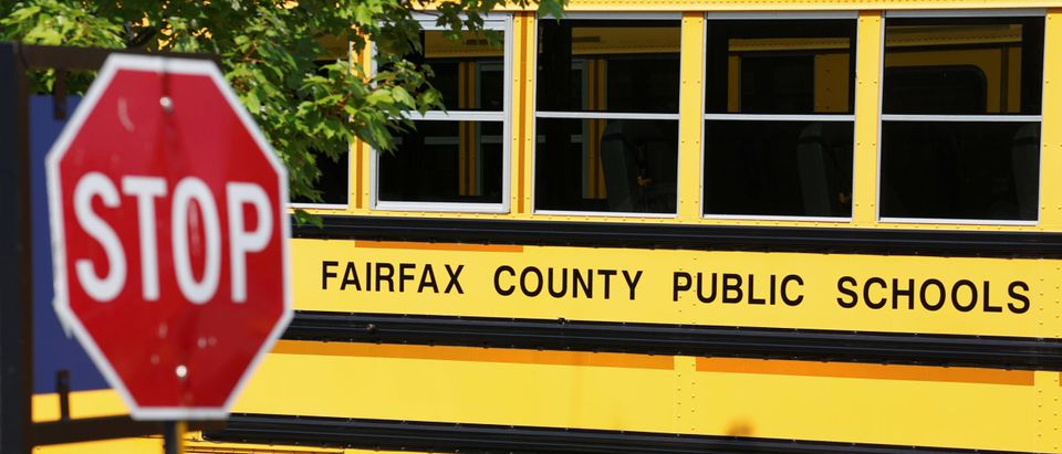 Fairfax County school bus at a depot in Virginia