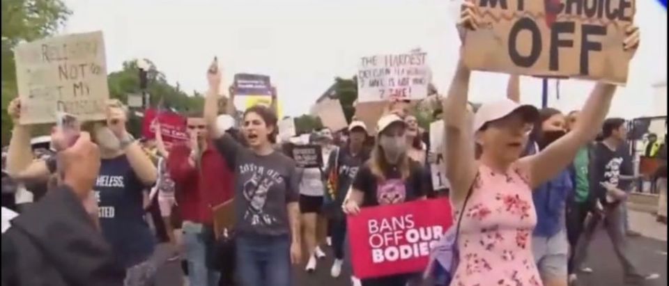 Pro-abortion protesters on CBS News
