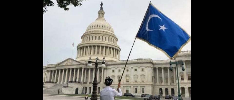 The alleged Chinese agent approached Hudayar during a demonstration he was leading in front of the U.S. Capitol in June 2018 urging Congress to recognize the Uyghur genocide. (Photo courtesy of ETNAM)
