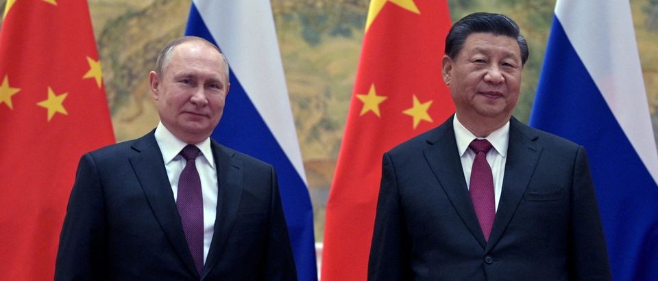 Russian President Vladimir Putin attends a meeting with Chinese President Xi Jinping in Beijing, China February 4, 2022. (Sputnik/Aleksey Druzhinin/Kremlin)