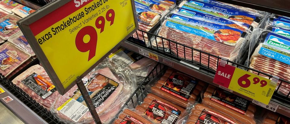 Hot dog sausages are seen in a supermarket in Los Angeles as inflation continues to hit consumers with the annual CPI increasing 8.3% in the 12 months through April