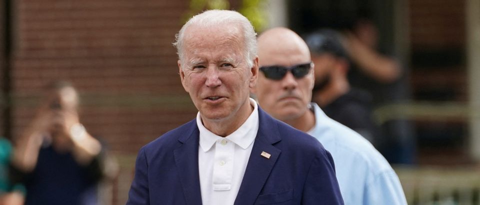 U.S. President Joe Biden gives a thumbs up as he departs church in Wilmington, Delaware, U.S. June 12, 2022. REUTERS/Kevin Lamarque     