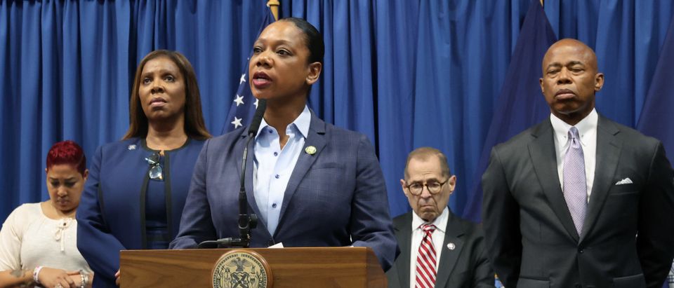 NYC Mayor Eric Adams And NY Attorney General Letitia James Make Announcement Combating Gun Violence In New York