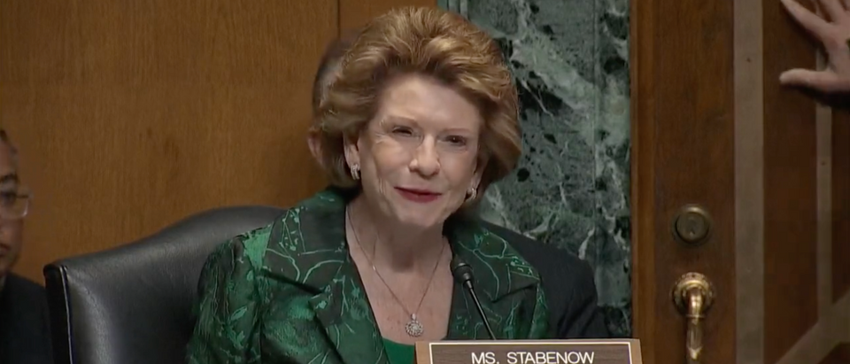 D-MI Sen. Debbie Stabenow talks about her electric vehicle during a Congressional hearing Tuesday [Screenshot Twitter Greg Price]