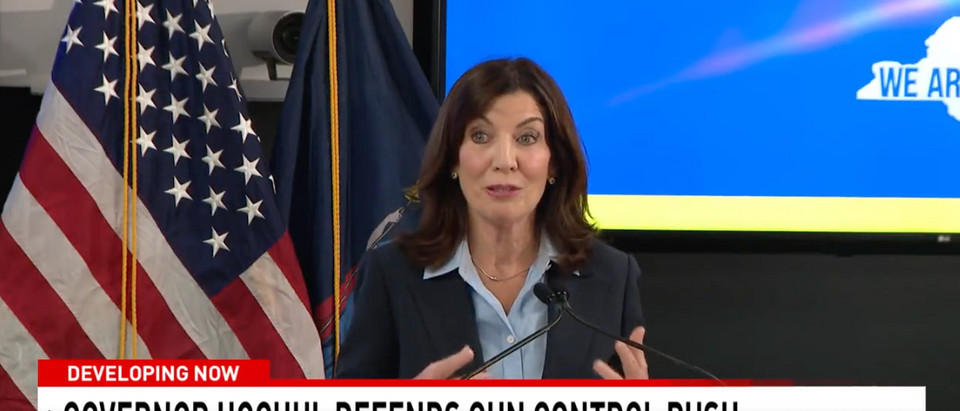 D-NY Gov. Kathy Hochul pushes for gun control [Twitter Screenshot Anne McCloy]